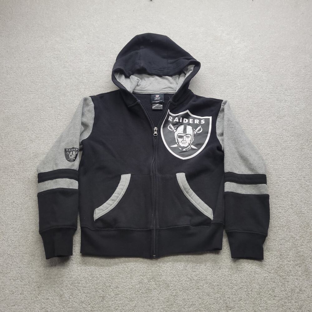 NFL Team Apparel Las Vegas Raiders Youth Small Full Zip Hoodie Black Gray
